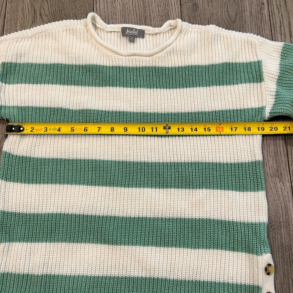 MARLED Green and‎ Cream Striped Sweater - Picture 9 of 9